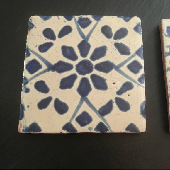 Mexican Hand Painted Terra-Cotta Talavera Vintage Tiles Set of 4 - Picture 2 of 16